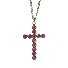 Colar Crucifixo Strass Bronze (mais cores)