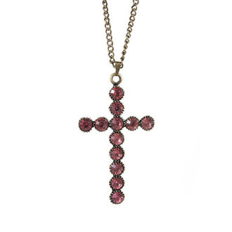 Colar Crucifixo Strass Bronze (mais cores)