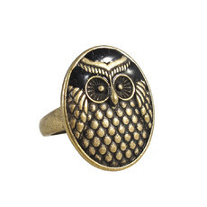 Anel Oval Coruja Bronze