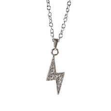 Colar Raio e Strass Prateado
