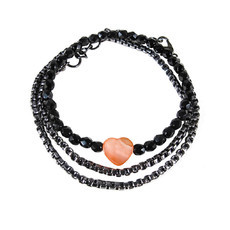 Pulseira Conjunto Coração Cristais Correntes