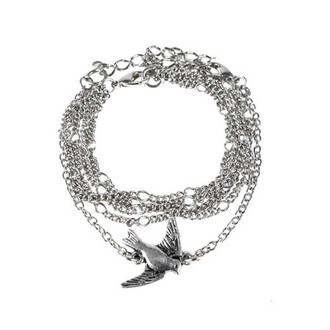 Pulseira Conjunto Andorinha Correntes Prateado