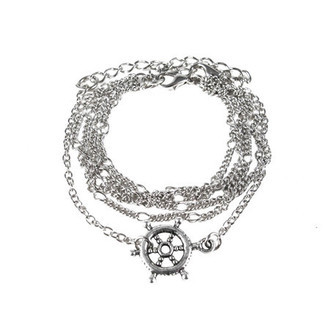 Pulseira Conjunto Timão Navy Correntes Prateado