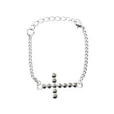 Pulseira Crucifixo Tachinha Prateada