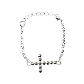 Pulseira Crucifixo Tachinha Prateada
