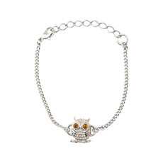 Pulseira Coruja Strass Prateada