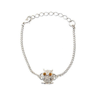 Pulseira Coruja Strass Prateada