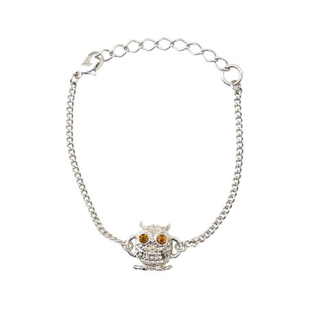 Pulseira Coruja Strass Prateada