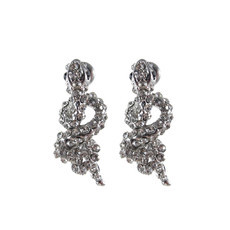 Brinco Serpente Strass Prateado