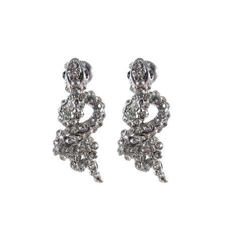 Brinco Serpente Strass Prateado