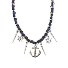 Maxi Colar Navy Spike Camurça Prateado