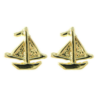 Brinco Barco Navy Dourado Folheado