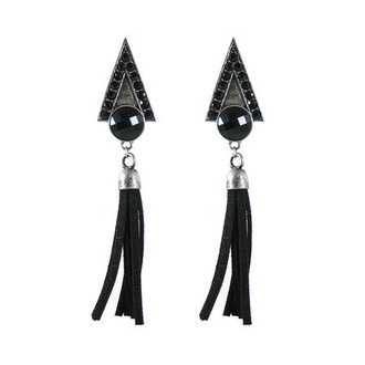 Maxi Brinco Geométrico Tassel Preto