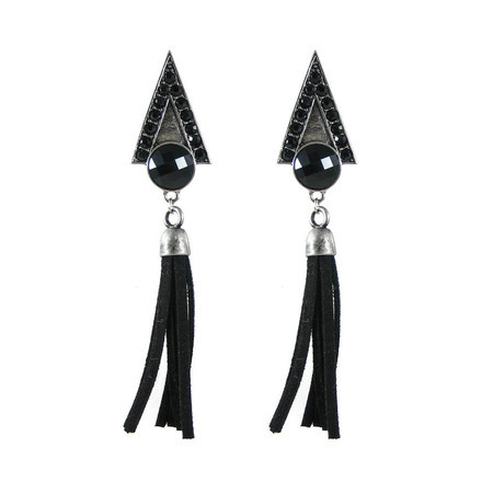 Maxi Brinco Geométrico Tassel Preto