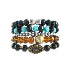 Pulseira Conjunto Elástico Boho Cristais