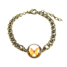 Pulseira Fina Borboleta Bronze