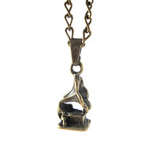 Colar Gramofone Miniatura Bronze