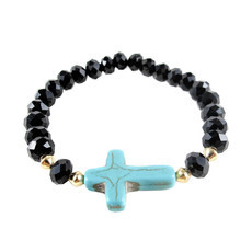 Pulseira Elástica Crucifixo Turquesa (mais cores)