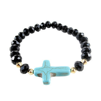 Pulseira Elástica Crucifixo Turquesa (mais cores)