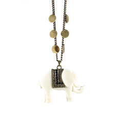 Colar Elefante Medalhas Bronze Boho