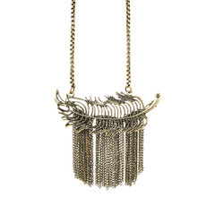 Colar Pena e Franjas Bronze Boho