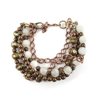 Pulseira Cristal Verde e Corrente Cobre