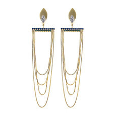 Maxi Brinco Strass Correntes Folheado
