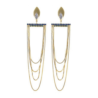 Maxi Brinco Strass Correntes Folheado