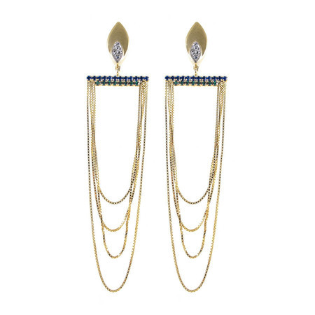 Maxi Brinco Strass Correntes Folheado