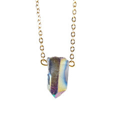 Colar Cristal Quartzo Galaxy Pequeno Dourado