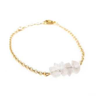 Pulseira Pedra Quartzo Rosa Dourado