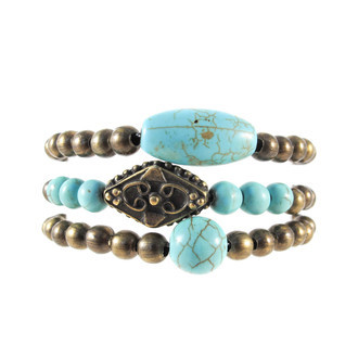Pulseira Conjunto Bronze Turquesa