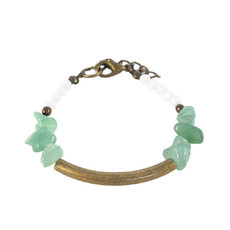 Pulseira Aventurina Cristal Branco Bronze