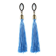 Maxi Brinco Tassel Navete Azul Bronze