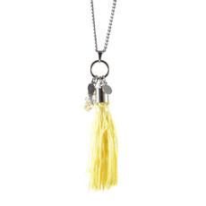 Colar Tassel Amarelo Cristal Topázio Prateado
