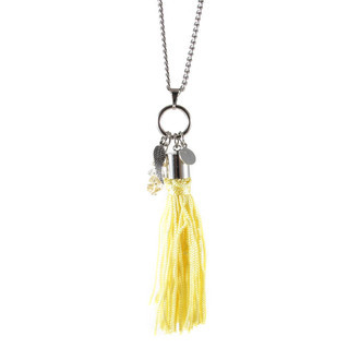 Colar Tassel Amarelo Cristal Topázio Prateado