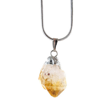 Colar Cristal Citrino Pequeno Prateado