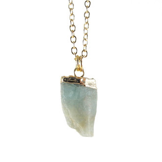 Colar Cristal Água Marinha Pequeno Dourado